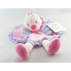 Doudou oiseau blanc jaune violet vert NICOTOY