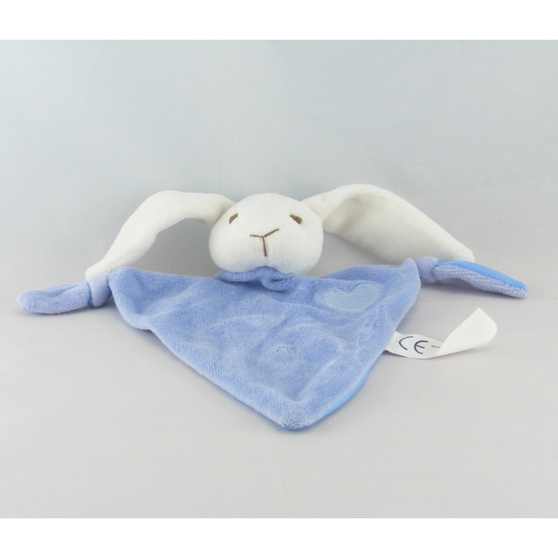 Doudou plat lapin écru bleu CMP