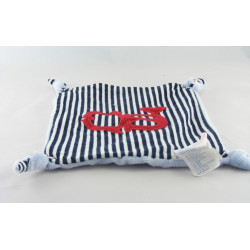 Doudou plat noeuds lapin bleu ciel OBAIBI