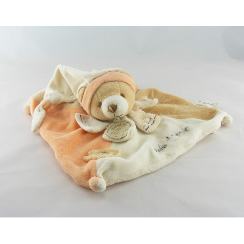 Doudou et compagnie plat ours douvelours beige orange feuille