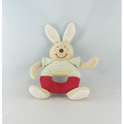 Doudou hochet lapin rouge blanc SUCRE D'ORGE 
