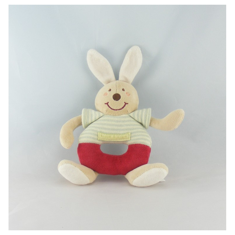 Doudou hochet lapin rouge blanc SUCRE D'ORGE 
