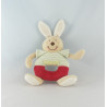 Doudou hochet lapin rouge blanc SUCRE D'ORGE 