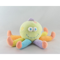 Doudou pieuvre bleu blanc vert TIAMO COLLECTION