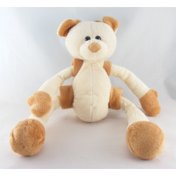 Doudou ours blanc marron bras jambes coulissant CMP