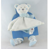 Doudou plat ours chat bleu et blanc avec écharpe SERGEI SOCKS
