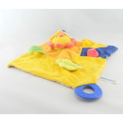 Doudou plat orange jaune fleur soleil BABYSUN 