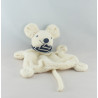 Doudou plat souris blanche foulard bleu marine BABYSUN
