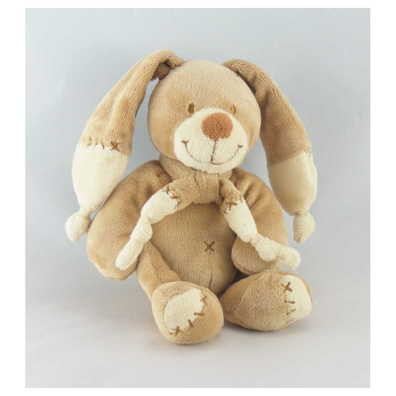 Doudou lapin beige écru avec écharpe NICOTOY