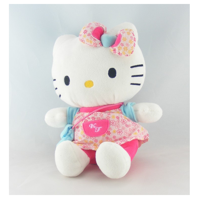 Doudou chat HELLO KITTY robe rose SANRIO LICENSE 