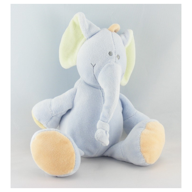 Doudou hochet éléphant bleu vert JOLLYBABY