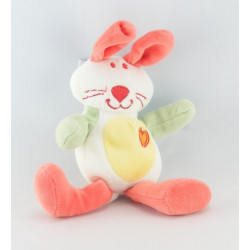 Doudou lapin blanc orange bleu coeur AUCHAN