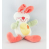 Doudou lapin blanc orange bleu coeur AUCHAN