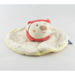 Doudou plat lion beige rouge Doumou SUCRE D'ORGE