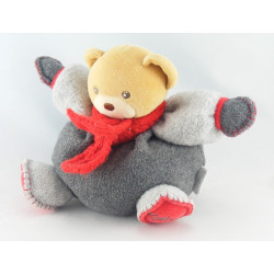 Doudou ours boule gris echarpe rouge KALOO