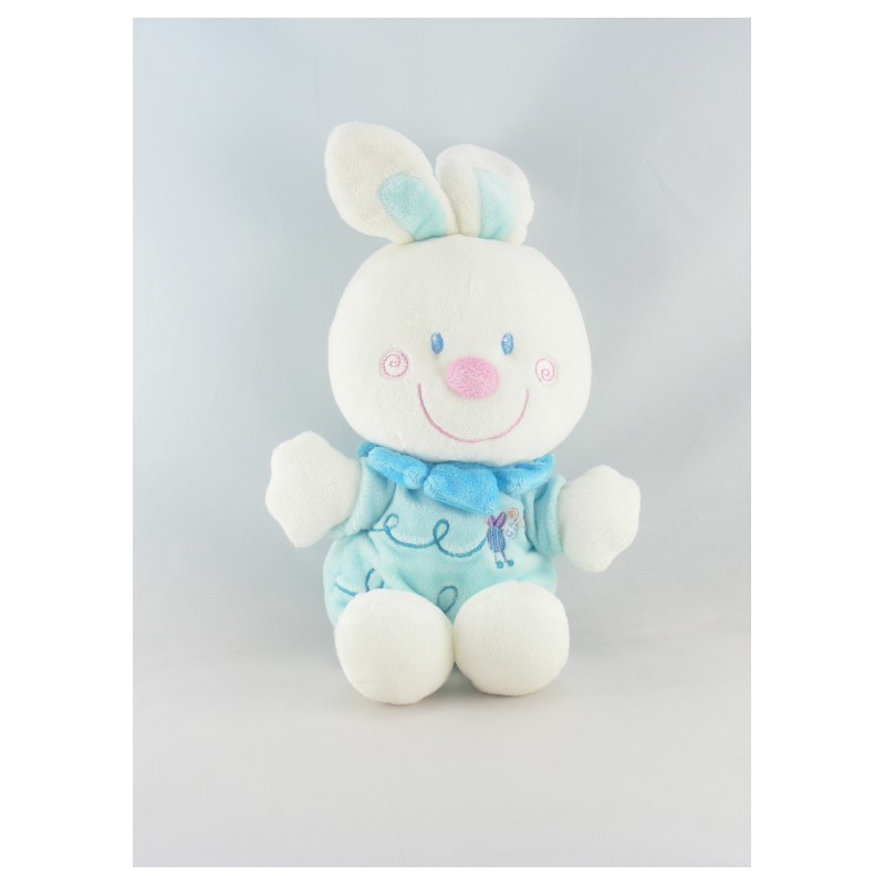 Doudou lapin blanc jaune abeille NICOTOY NEUF