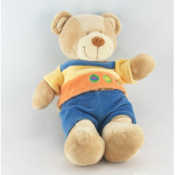 Doudou plat ours bleu vert Nicotoy 