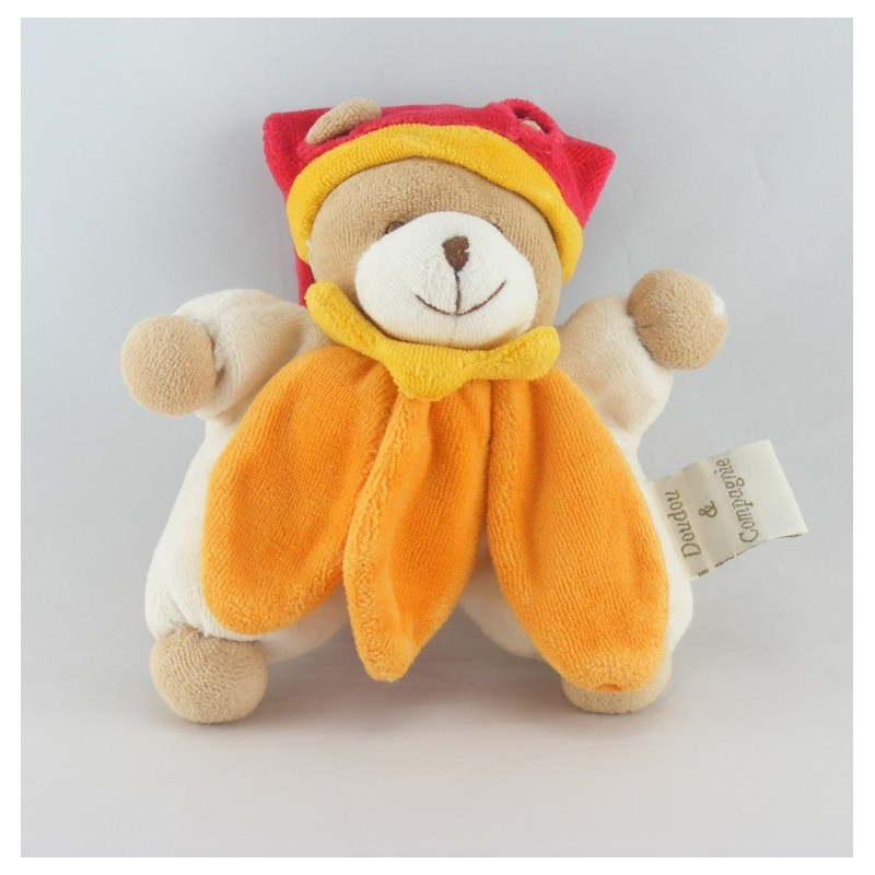 Doudou et compagnie musical ours boule blanc col pétale Nuage