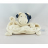 Doudou plat souris blanche foulard bleu marine BABYSUN