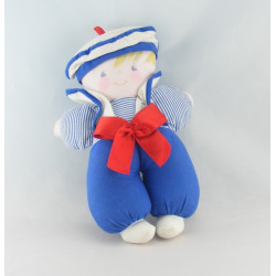 Doudou poupon bébé lutin rayé bleu marin COROLLE