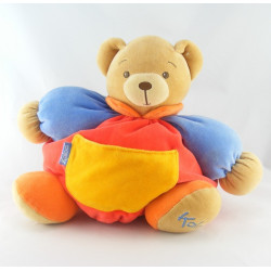 Doudou ours patapouf rouge jaune anniversaire patchwork Kaloo