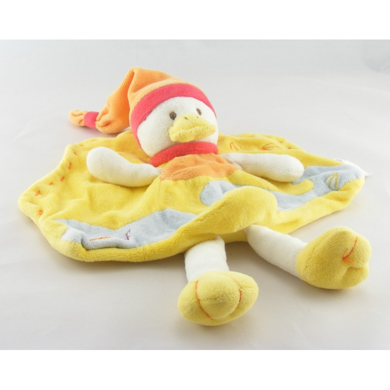 Doudou plat canard jaune rouge bleu BABY NAT