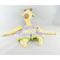 Doudou plat girafe verte jaune bleu NOUNOURS