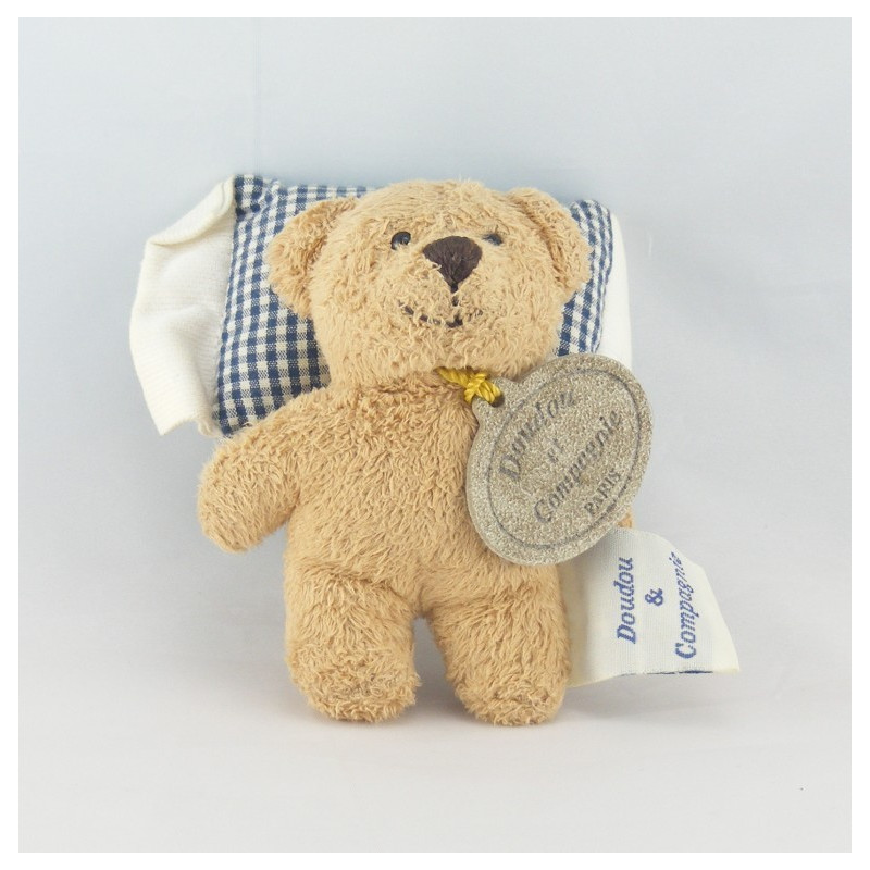 Doudou ours beige laine avec coussin DOUDOU ET COMPAGNIE