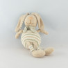 Doudou lapin beige rayé hochet DODO D'AMOUR MGM