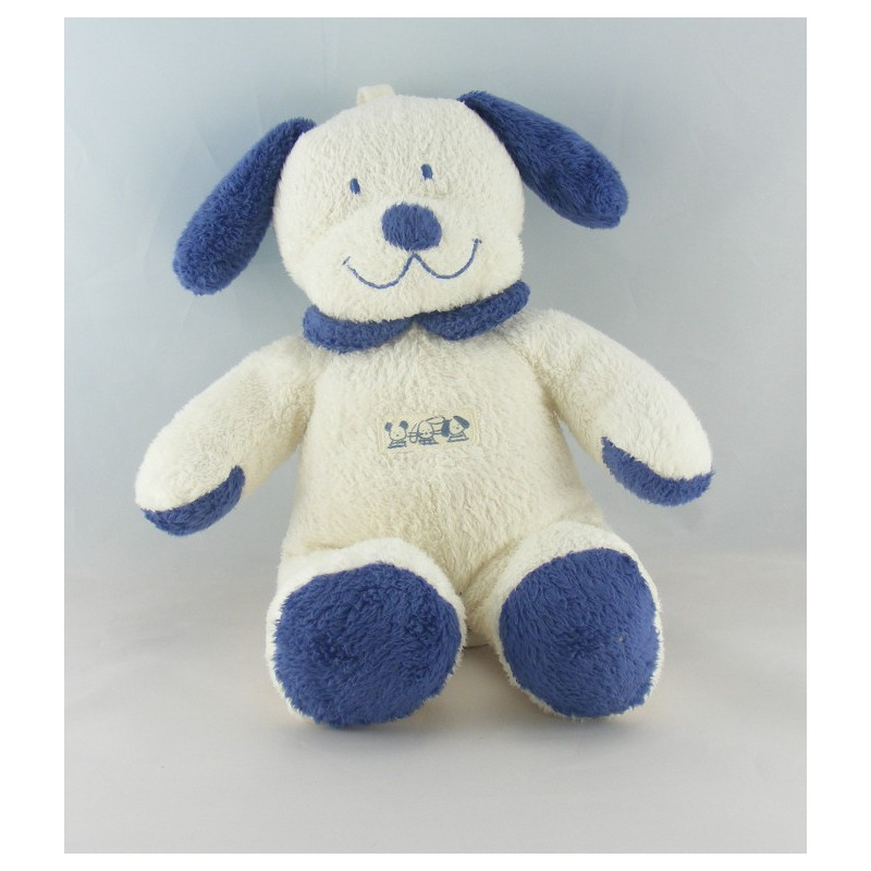 Doudou Chien blanc bleu Nicotoy The Baby Collection
