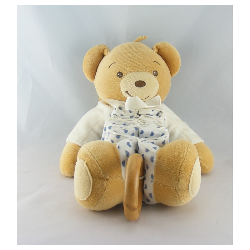 Doudou musical accordéon ours blanc coeurs bleu KALOO
