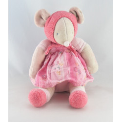 Doudou Souris Lila Patachon robe rose MOULIN ROTY