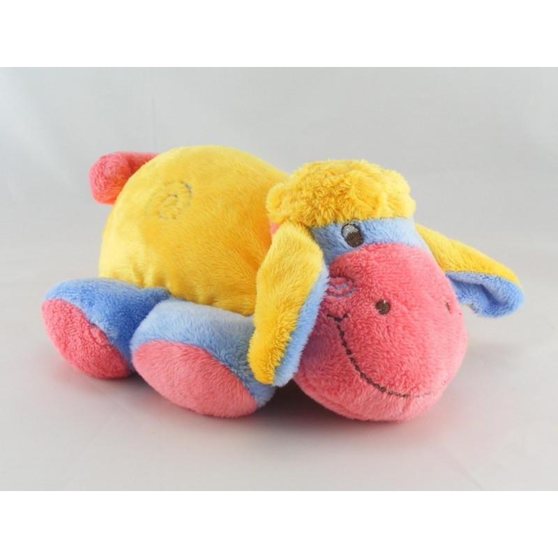 Doudou chenille rose jaune bleu ADDEX JUNIOR