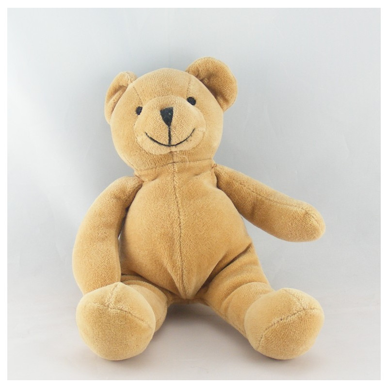 Doudou ours brun marron foulard bleu HM H ET M