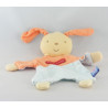 Doudou plat blanc girafe couture orange SUCRE D'ORGE