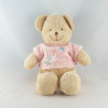 Doudou Ours Beige maillot pull rose fleur brodée Tex