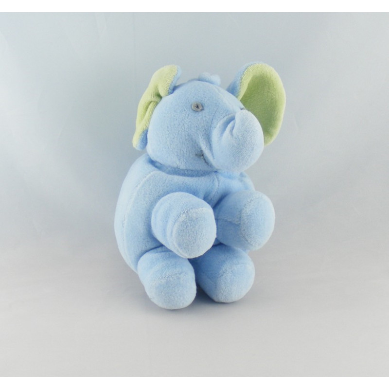 Doudou hochet éléphant bleu vert JOLLYBABY