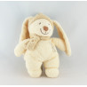 Doudou Lapin Beige bonnet et foulard écru NICOTOY