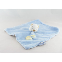 Doudou plat ours beige foulard vert champignon KING BEAR