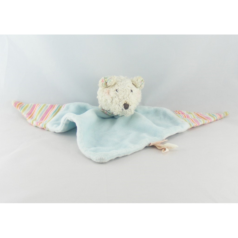 Doudou plat lapin bleu carreaux écru KATHE KRUSE