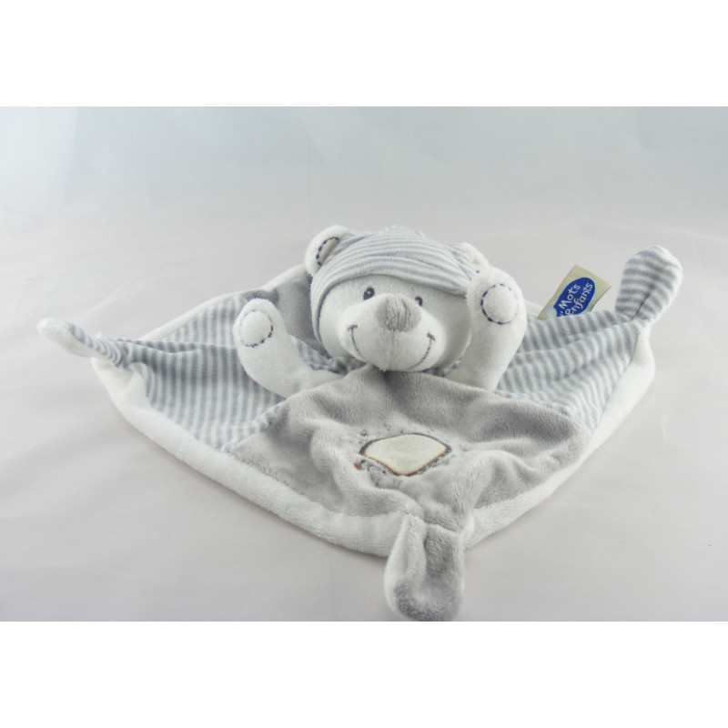 Doudou chien salopette orange MOTS D'ENFANTS