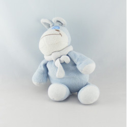 Doudou plat ane zébre écru bleu AUCHAN