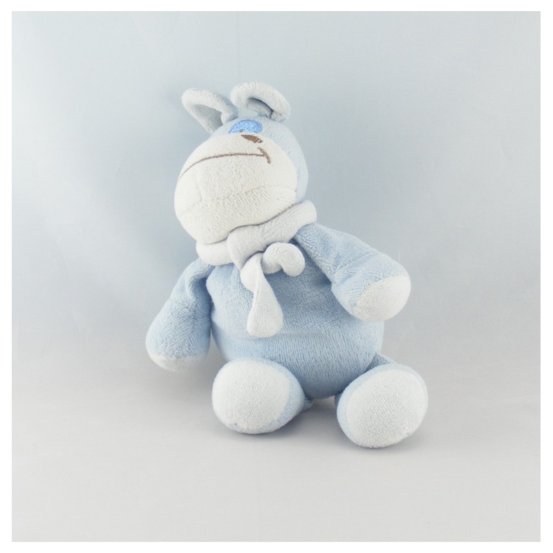 Doudou plat ane zébre écru bleu AUCHAN