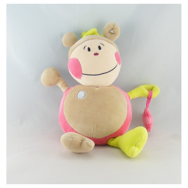 Doudou coccinelle rose vert étoile AUCHAN