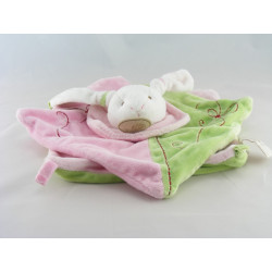 Doudou plat noeuds lapin rose vert BABY NAT