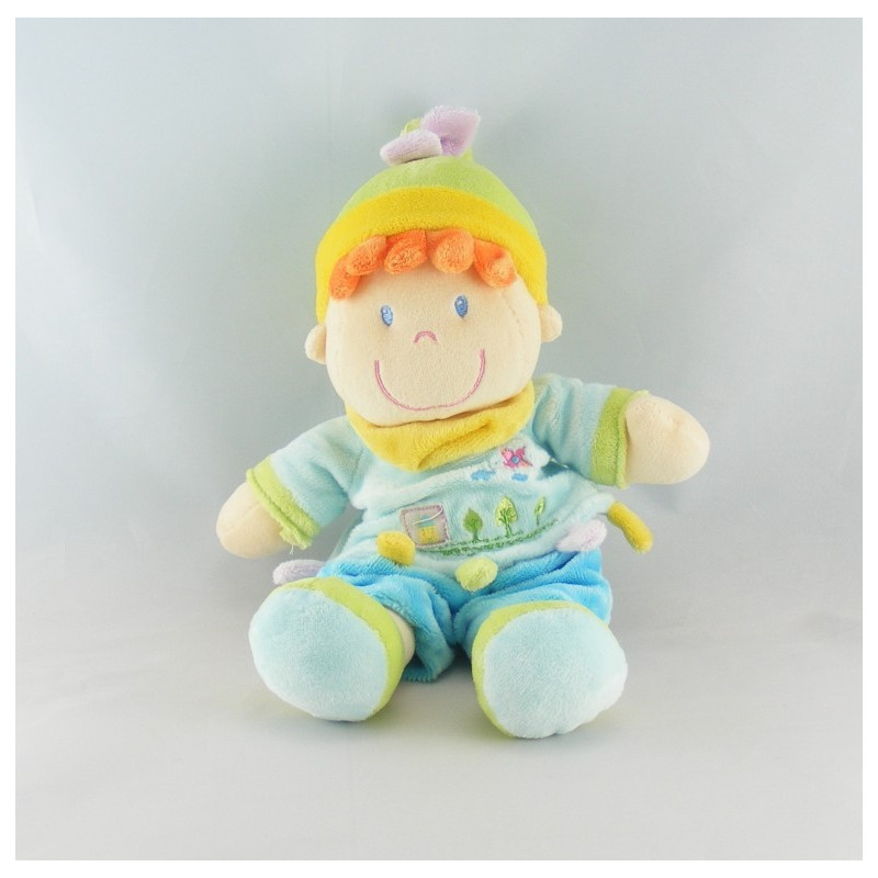 Doudou lutin garçon bleu avion brodé NICOTOY