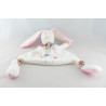 Doudou lapin blanc rose fleurs brodées BREMEL