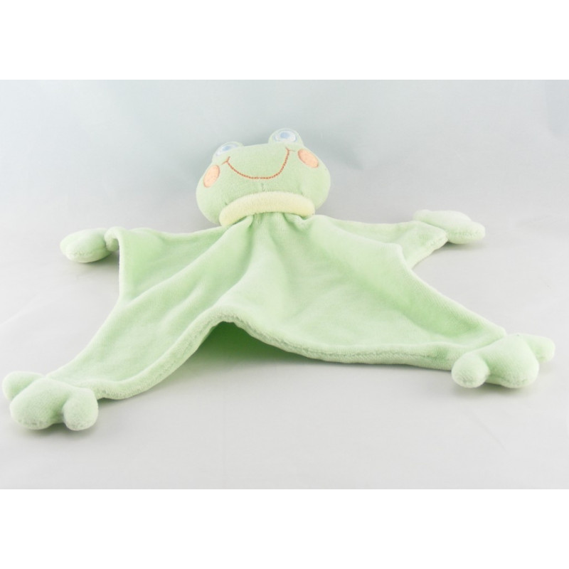 Doudou plat bébé à bord lutin vert ventouses KING BEAR 