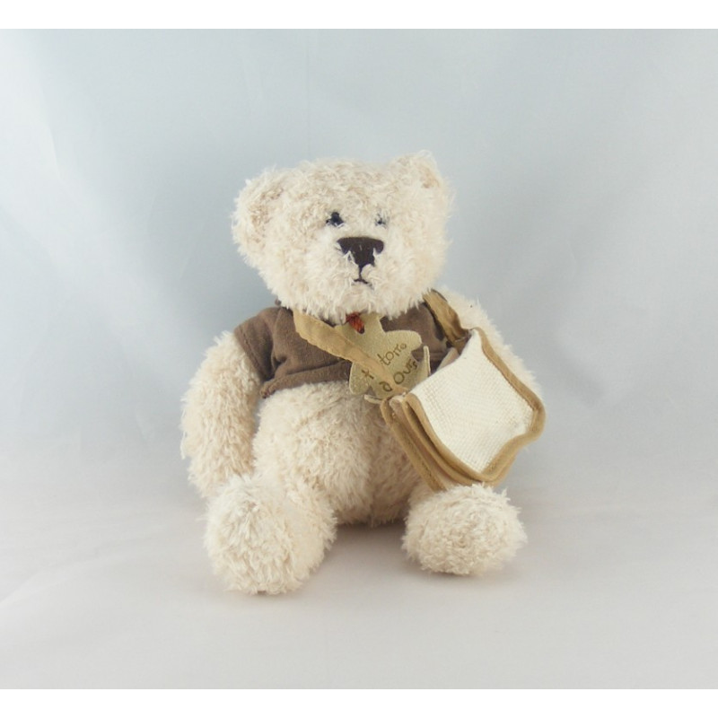 Doudou ours brun marron mouchoir HISTOIRE D'OURS