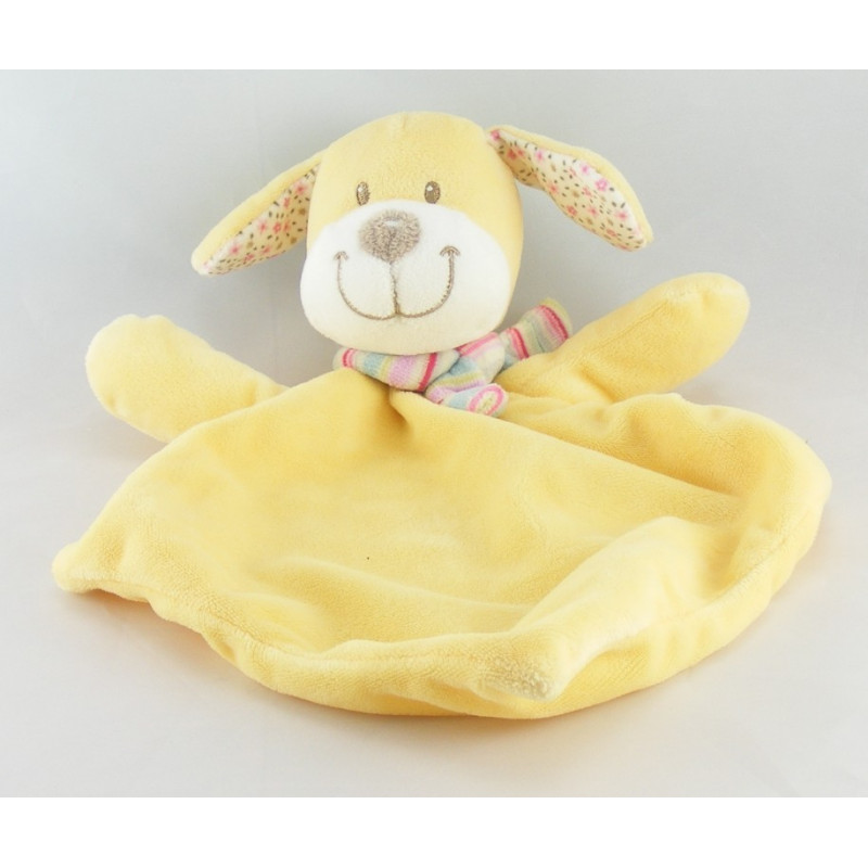 Doudou plat chien jaune beige écharpe NICOTOY